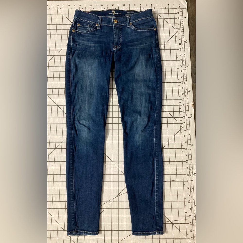 7 For All Mankind Women’s Size 27 Blue Ankle Skinny Jeans
